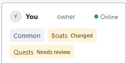 Your saved changes include Boats and Quests.